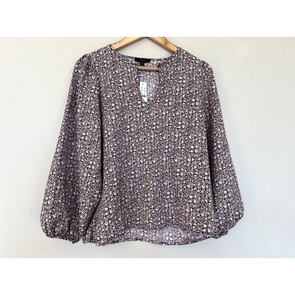 J.Crew Long Puff Sleeve Paisley Floral Blouse S - Picture 8 of 12